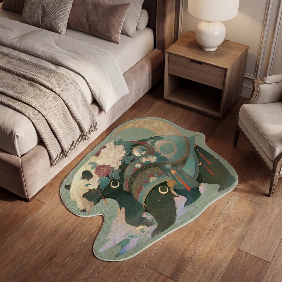 Irregular bear style rug bedroom