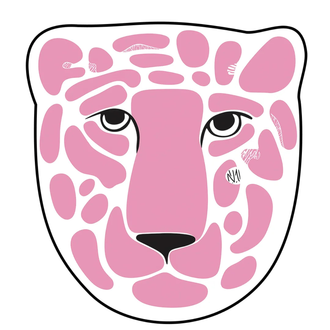 Irregular pink leopard rug entryway
