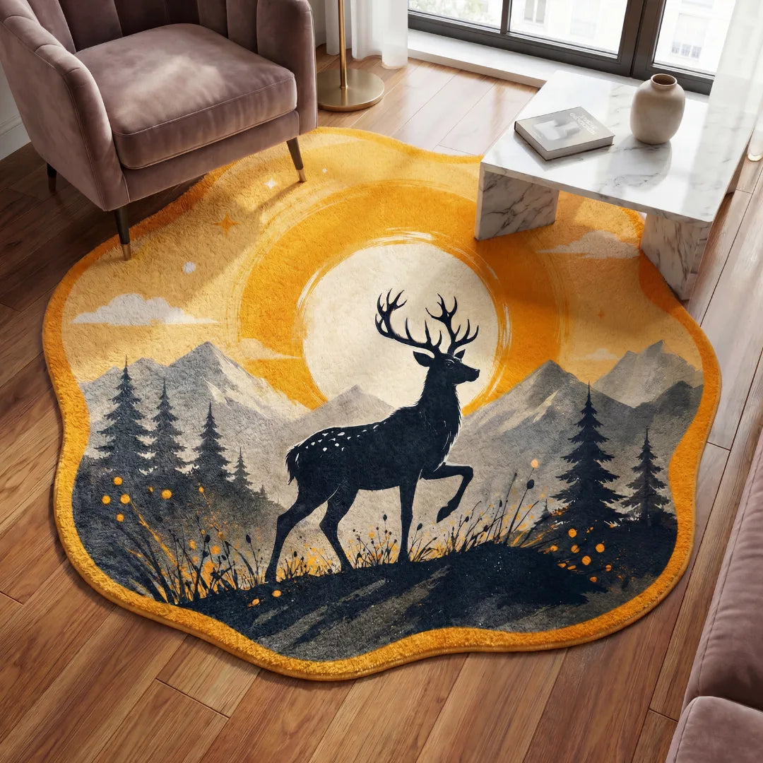 Irregular deer style rug living room