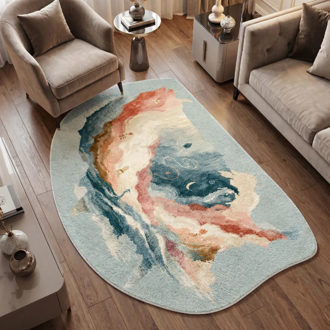 Irregular USA map rug patio balcony