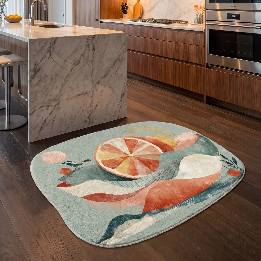 Irregular California summer rug kitchen