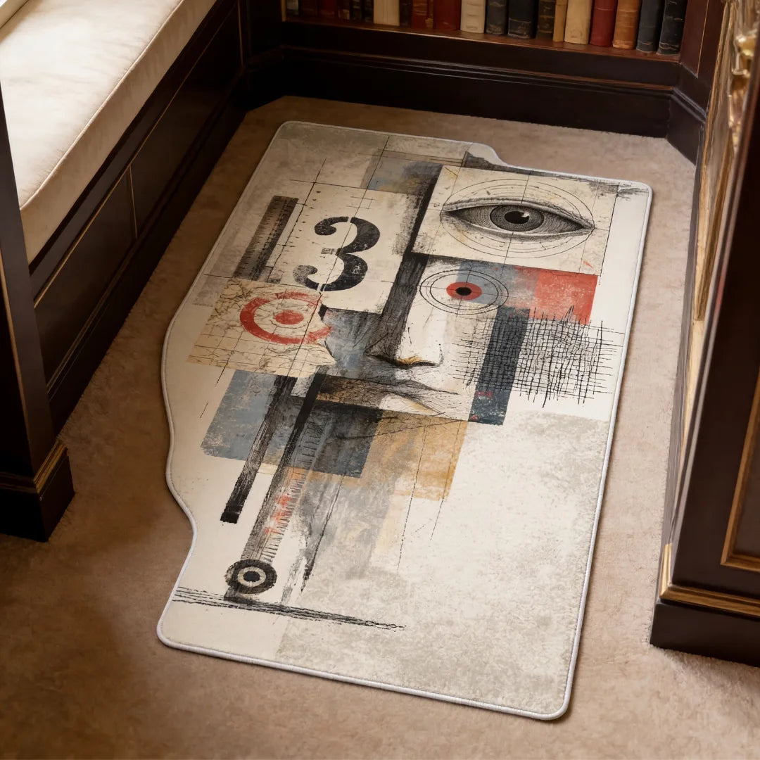 Johns inspired abstract rug living room