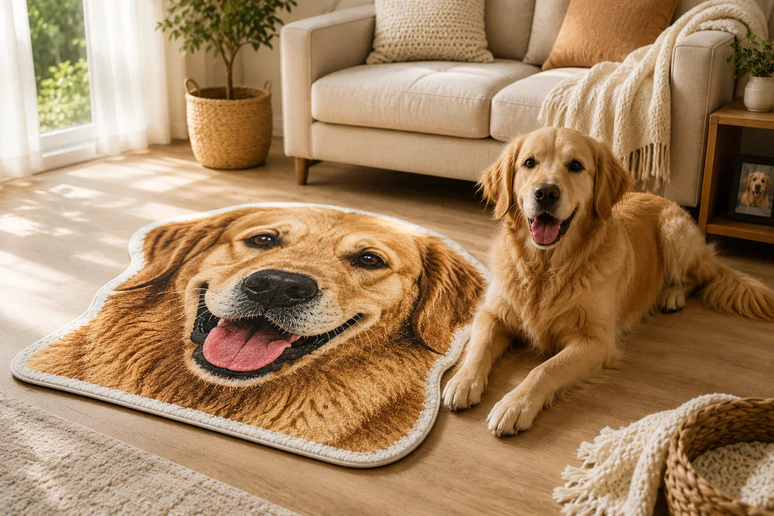 Custom Pet Rug From Photo – Personalized Pet Portrait Rug for Dog & Cat Lovers