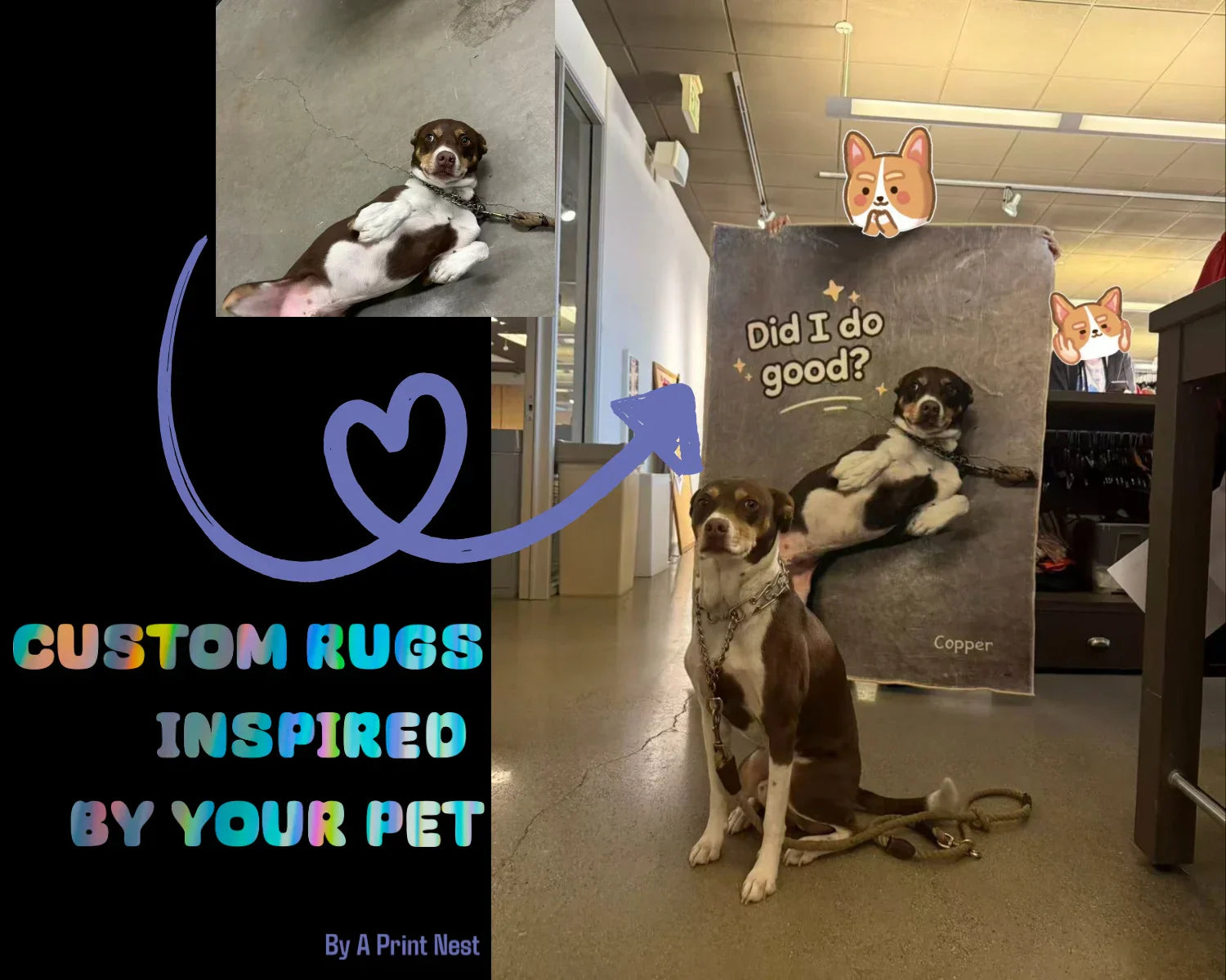 Turn your pet photo into a cute custom rug