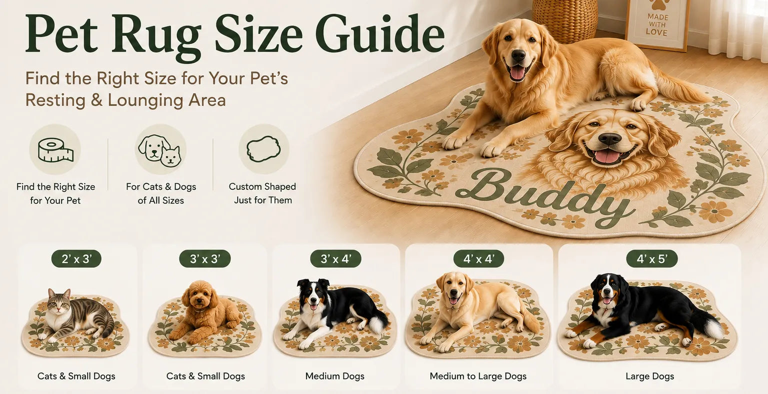 Custom Pet Rug Size Guide: How to Choose the Right Rug Size for Your Dog or Cat