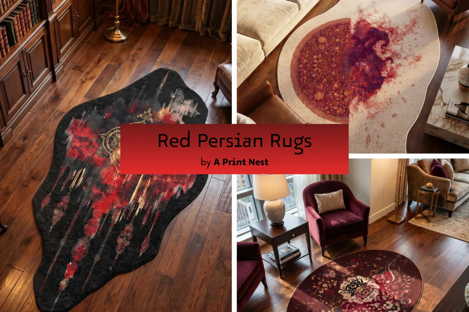 Red Persian Rugs by A Print Nest