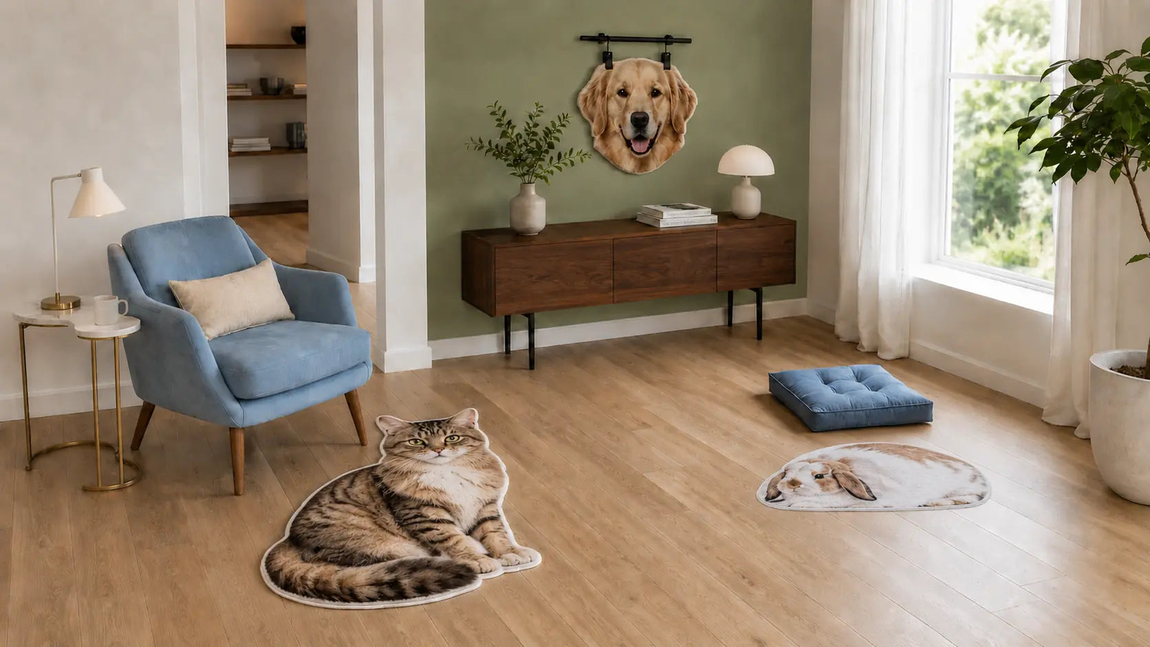 9 Practical Custom Pet-Shaped Rug Ideas for Different Photos and Spaces