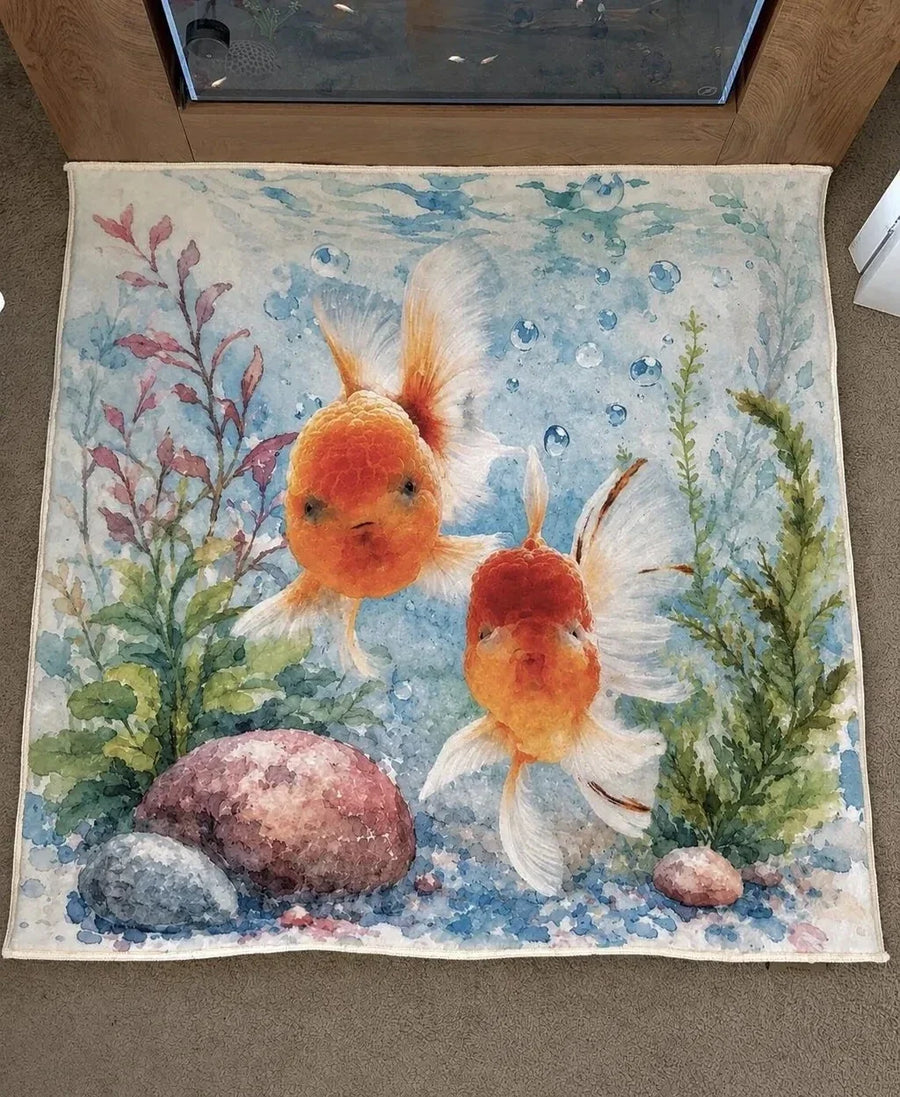 From Aquarium Photo to Custom Goldfish Rug: Peaches & Clementine’s Story
