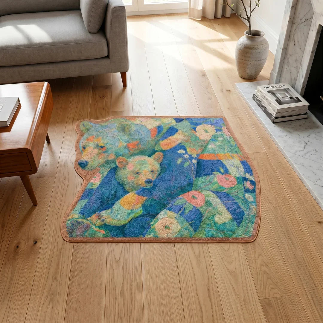Irregular bear style colores rug living room
