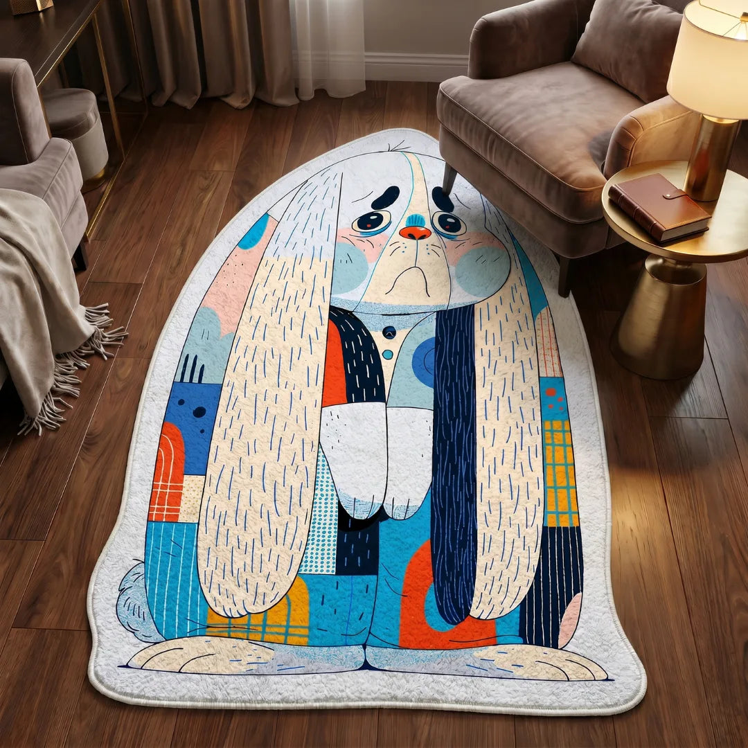 Irregular graffiti style rug living room