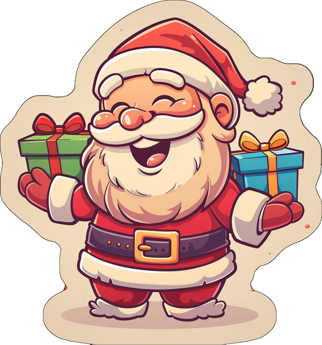 Santa shaped kids rug made from soft faux cashmere, irregular rug with white stitched edges in a children’s bedroom