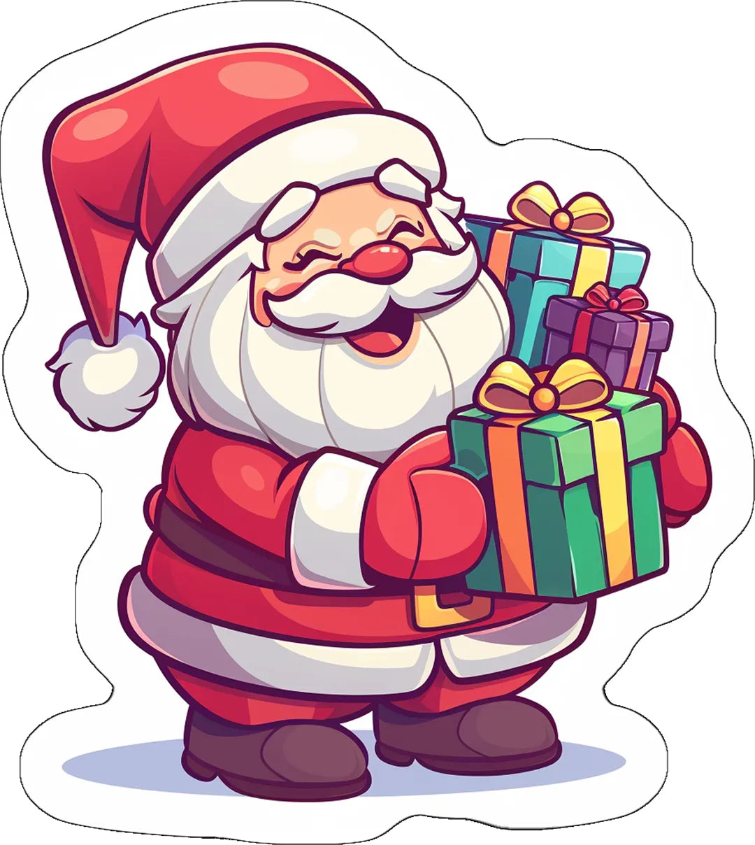 Santa shaped kids rug made from soft faux cashmere, irregular rug with white stitched edges in a children’s bedroom