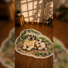 Guardian's Companion Dog and Lamb Shaped Rug displayed on a warm hardwood floor in a cozy sunlit room