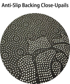 Close-up of anti-slip backing with textured pattern on a black background