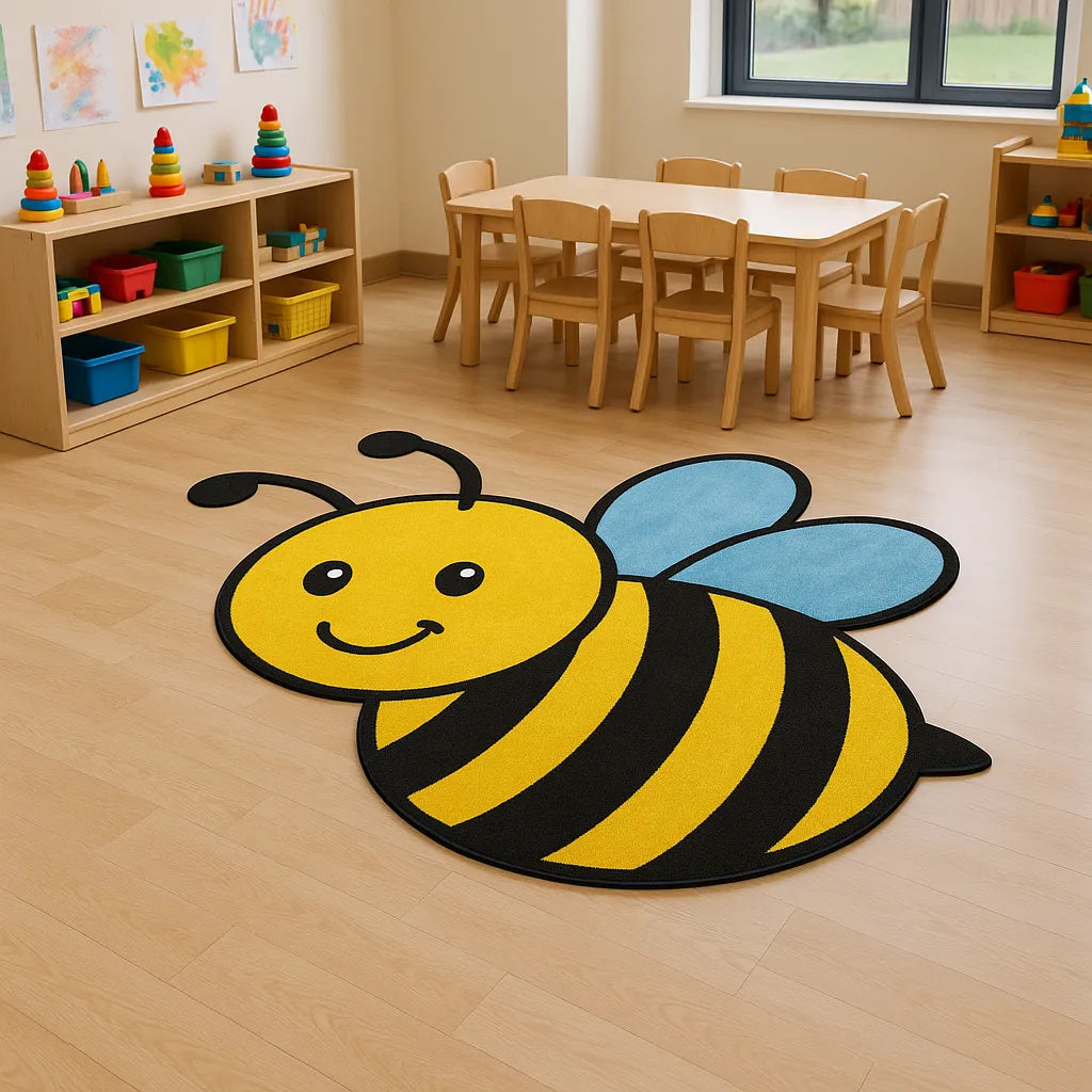 Bee Classroom Rug Buzzie Bee Rug | Irregular Faux Cashmere Carpet for Kids – A Print Nest