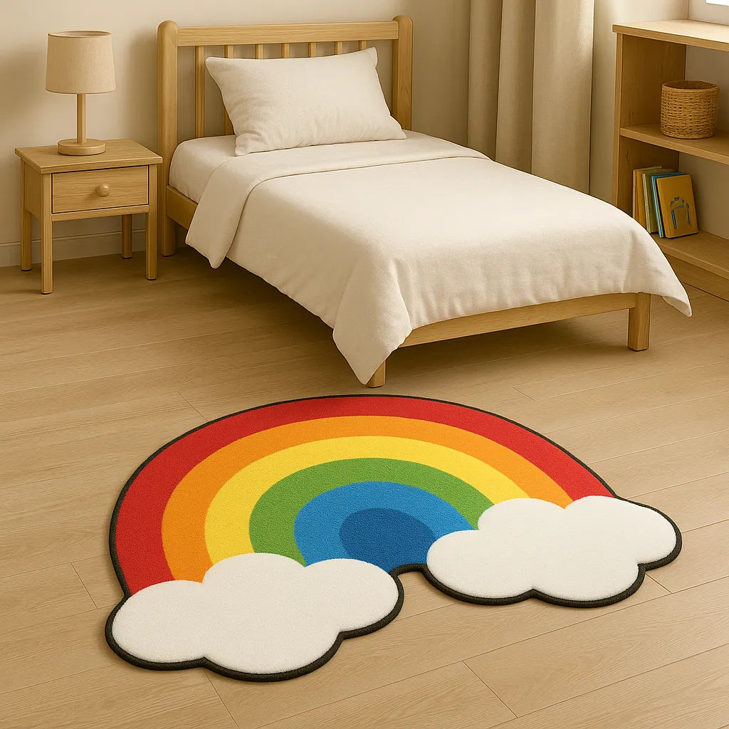 Irregular-shaped rainbow rug