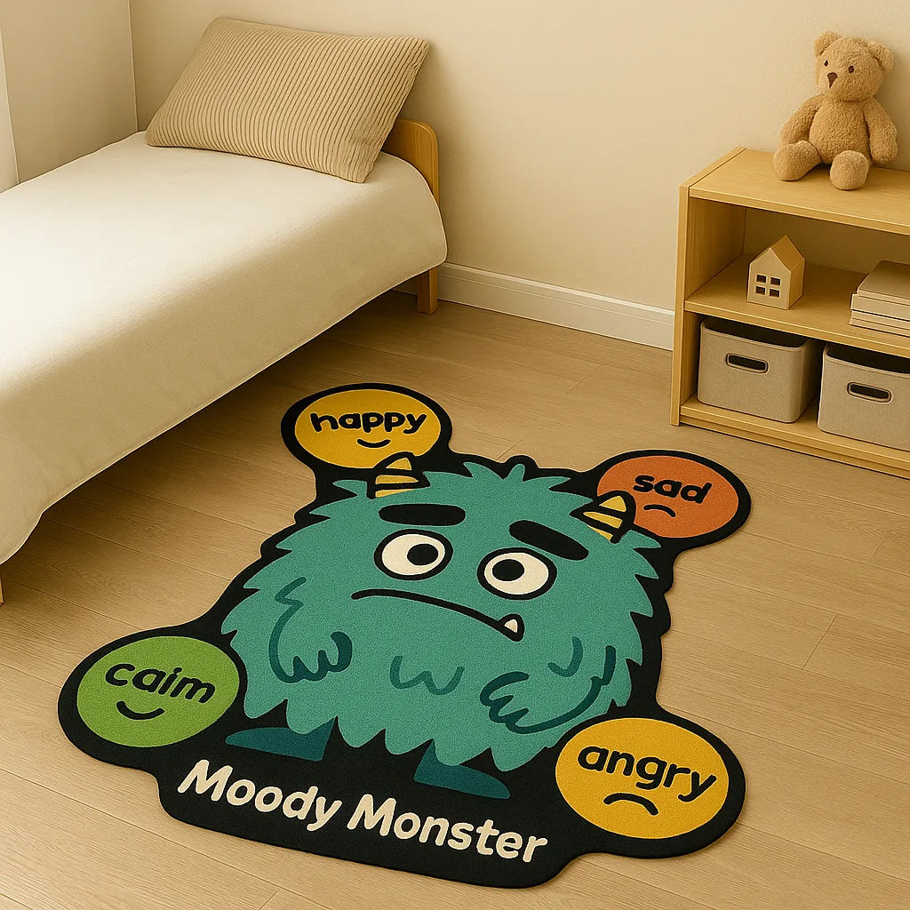 Moody Monster Rug | Irregular Faux Cashmere Emotion Rug for Kids – A ...