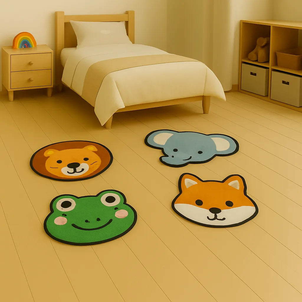 Irregular-shaped animal face 4 pcs rugs set