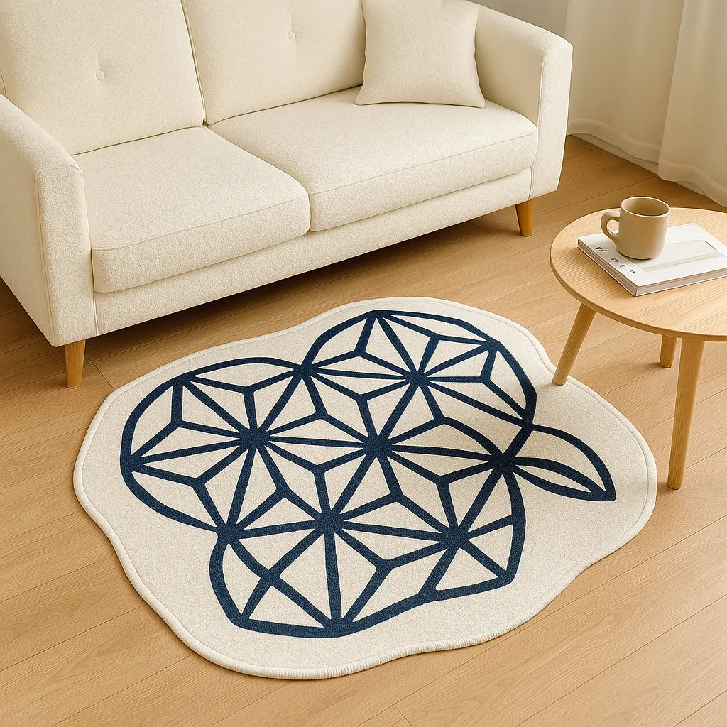 Irregular-shaped asanoha harmony rug