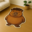 Irregular-shaped curly capybara rug