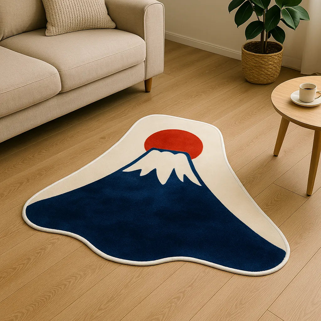 Irregular-shaped fuji dawn rug