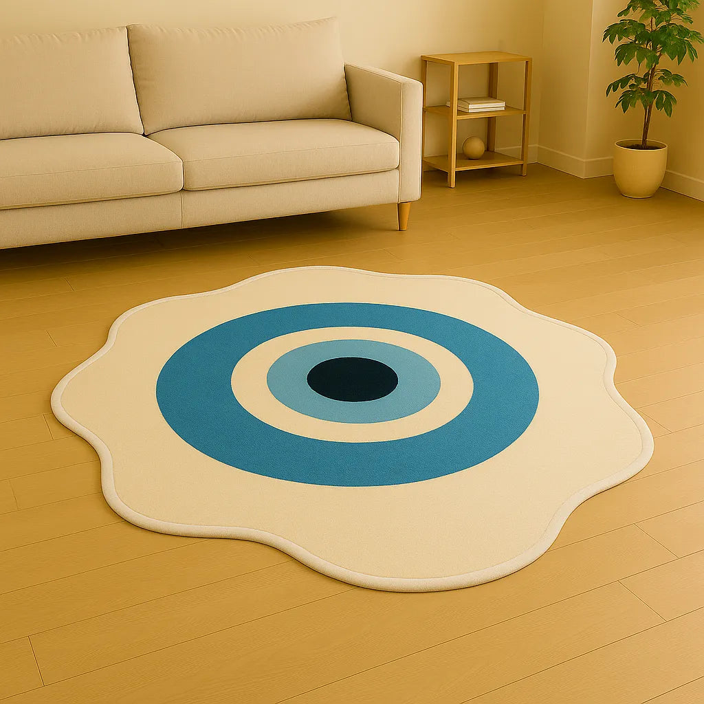 Irregular-shaped guardian eye rug