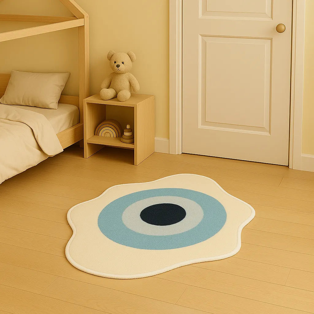Irregular-shaped little guardian eye rug