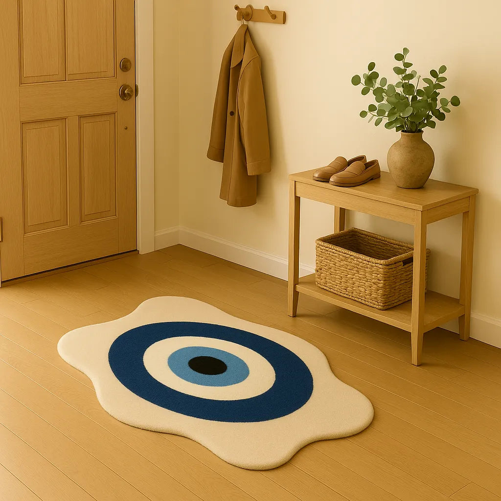 Irregular-shaped mystic eye rug