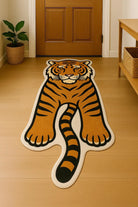 Irregular-shaped playful prowler cartoon tiger rug