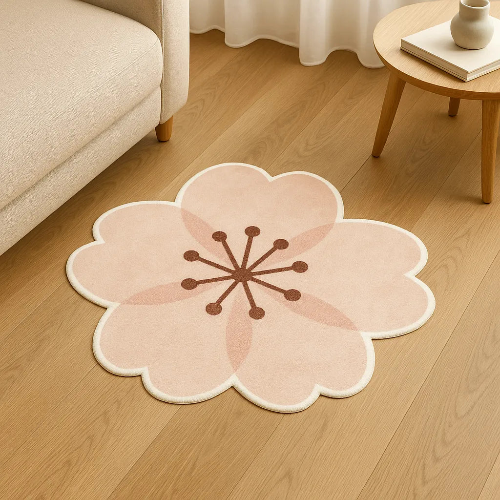 Irregular-shaped sakura petal rug