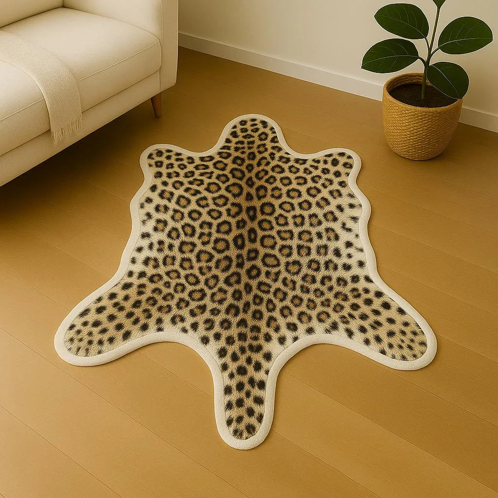 Irregular-shaped savanna spots leopard rug