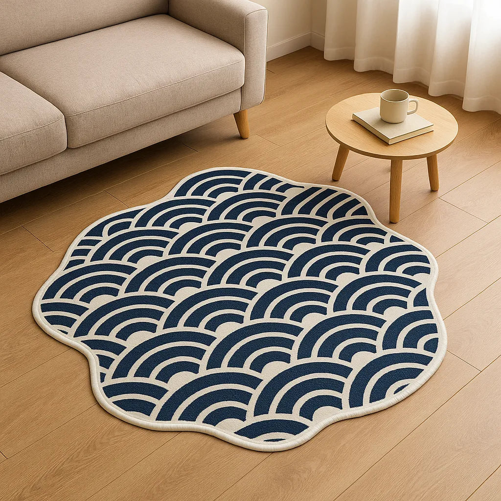 Irregular-shaped seigaiha serenity rug