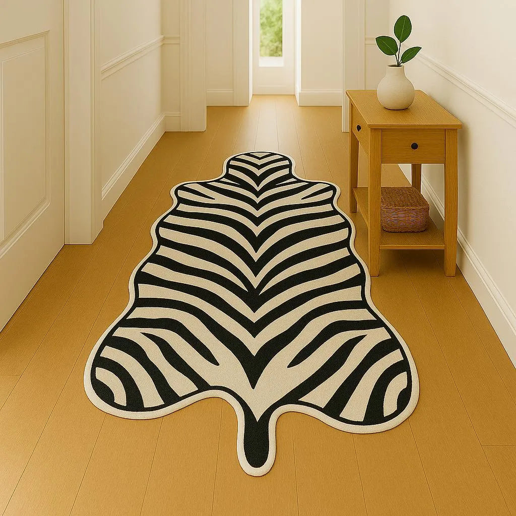 Irregular-shaped zebra pathway rug