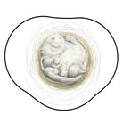 Illustration of a mother cat with her kittens in a circular pattern