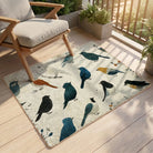 Bird inspired rug patio balcony