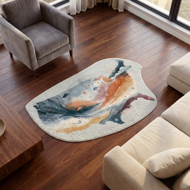 A Weather In Distance – Irregular USA Map Rug | 4 x 6 ft | Living Room