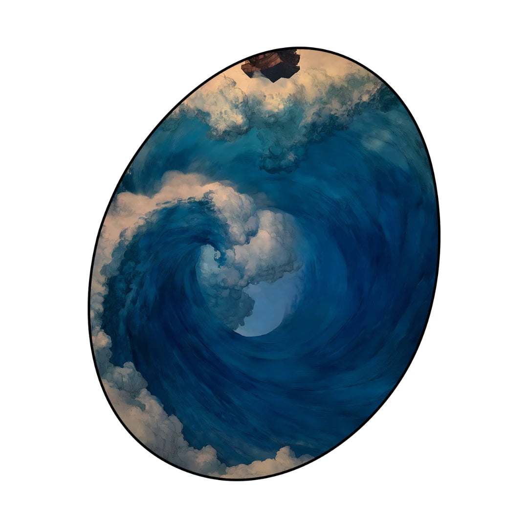 Irregular deep blue ocean wave rug balcony nook