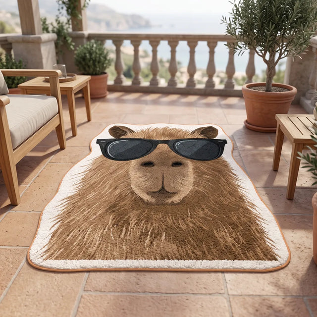 Amber Leisure – Irregular Capybara Rug | 5 x 5.5 ft | Patio & Balcony