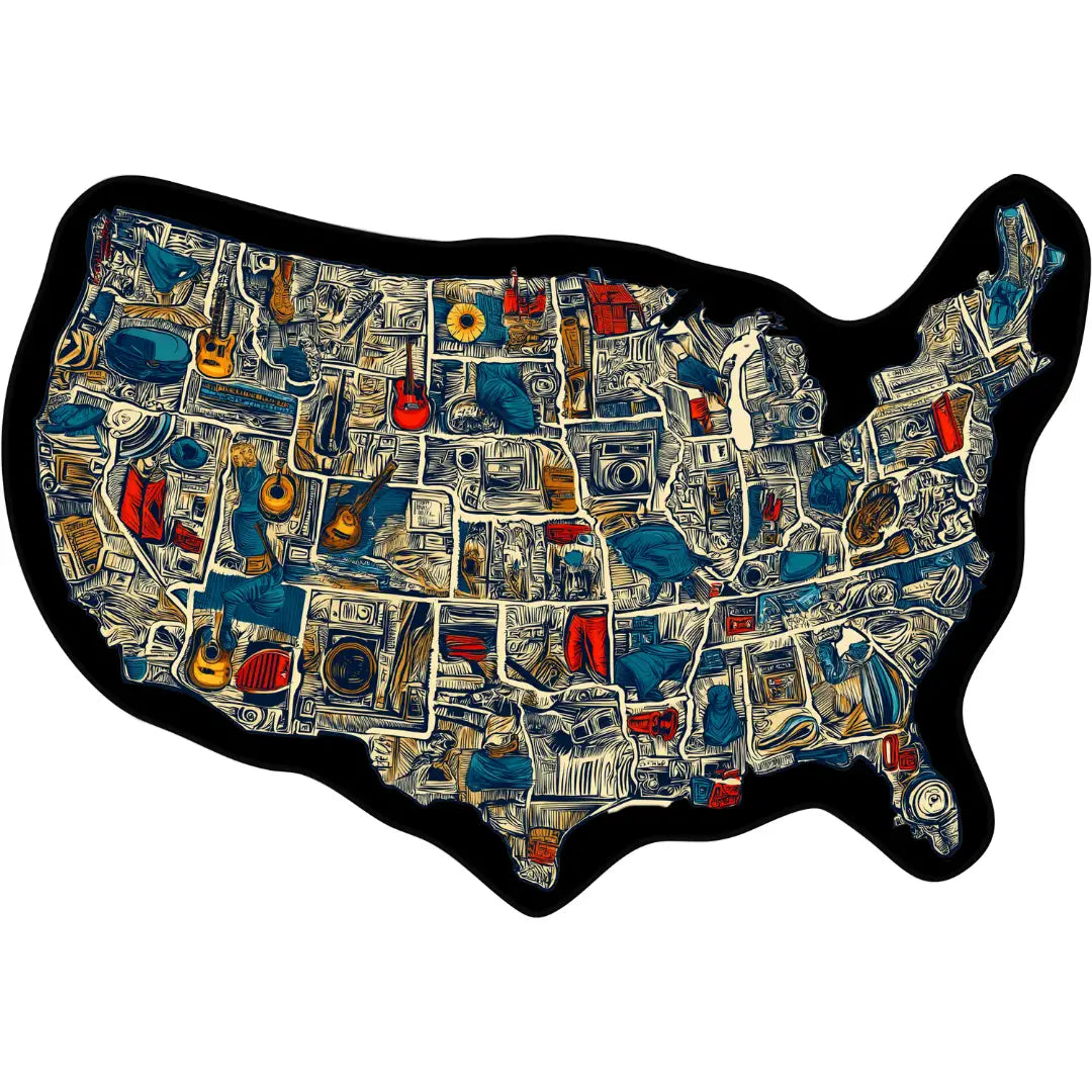 Irregular usa map rug music studio