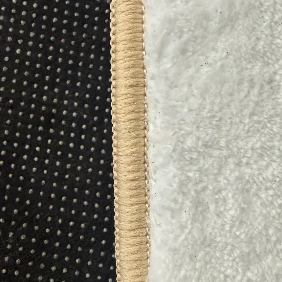 Close-up view of apricot color yarn edge lock