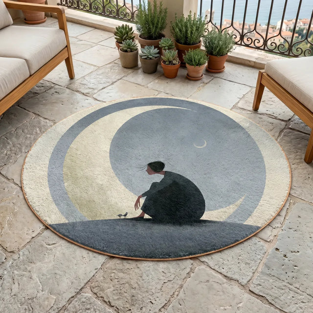 At the Edge of the Moon – Melancholy Style Rug | 6 x 5 ft | Patio & Balcony