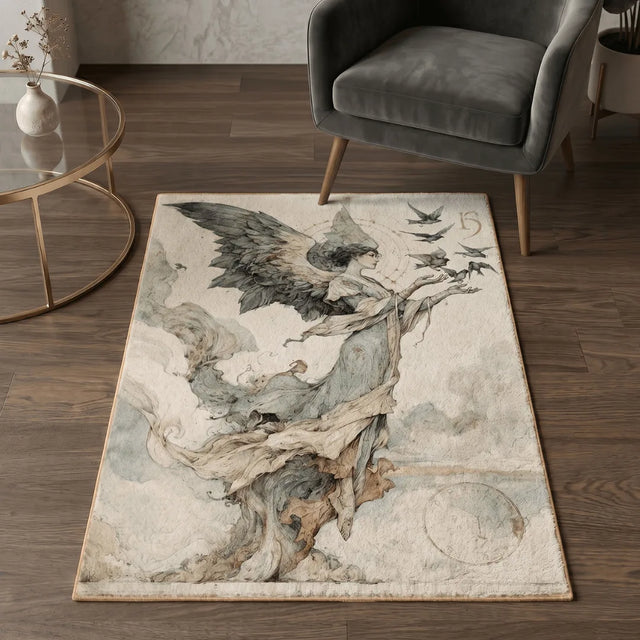 Benediction of Wings – Stamp-Inspired Rug | 4 x 6 ft | Living Room