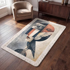 Stamp inspired rug living room