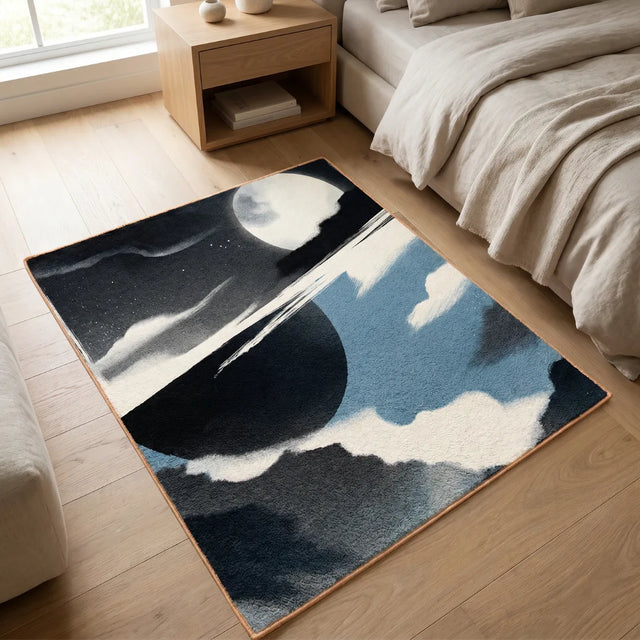 Between Two Skies – Irregular Blue Rug | 5 x 6 ft | Bedroom