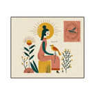 Stamp inspired rug living room