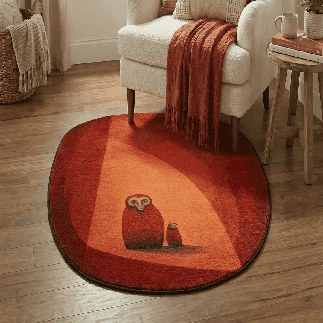 Irregular red lonely monkey rug living room