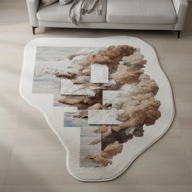 Breath of Stone - Irregular Checkered Rug | 5 × 6 ft | Living Room