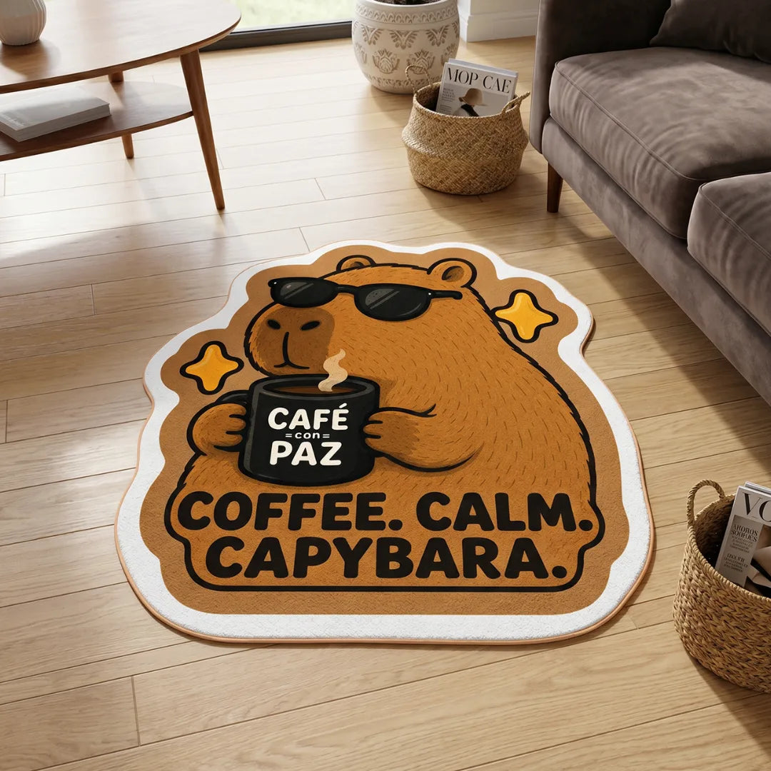 Irregular capybara rug living room