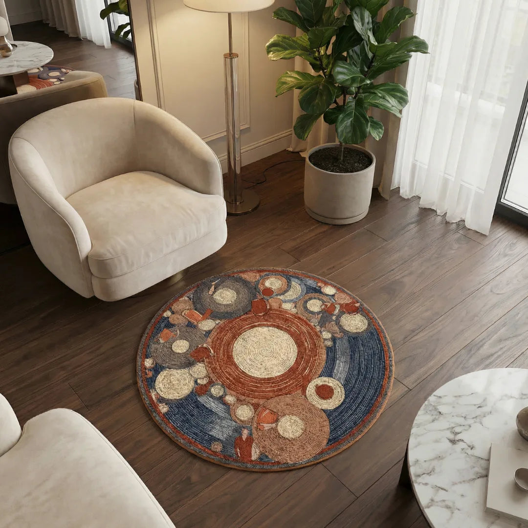 Boho style coffee rug living room