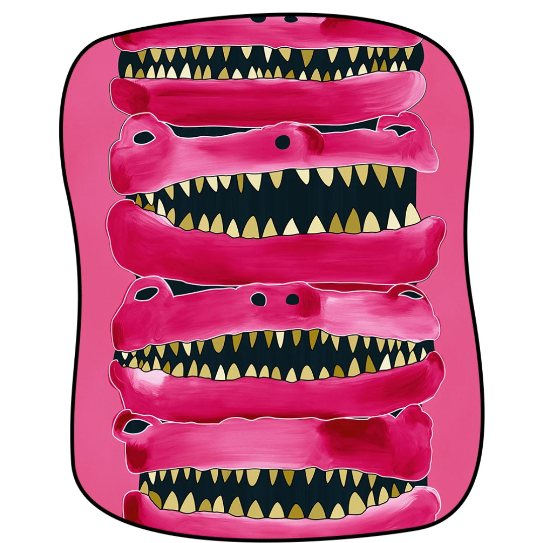 Irregular pink crocodile living room rug